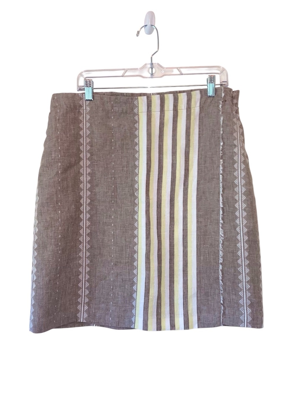 Linen Mini Skirt with Vertical Accent